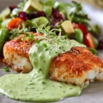 Pan Seared Cod with Avocado Cream Sauce First Image
