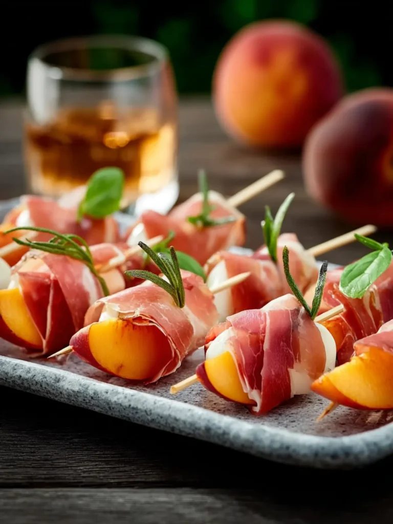Elegant Prosciutto and Pickled Peach Appetizer Skewers First Image